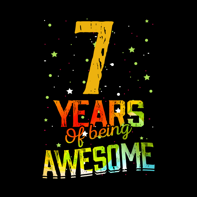 7th Birthday Girl Gift Vintage Retro 07 Years Of Being Awesome Gifts Funny 7 Years Old Boys Kids by nzbworld