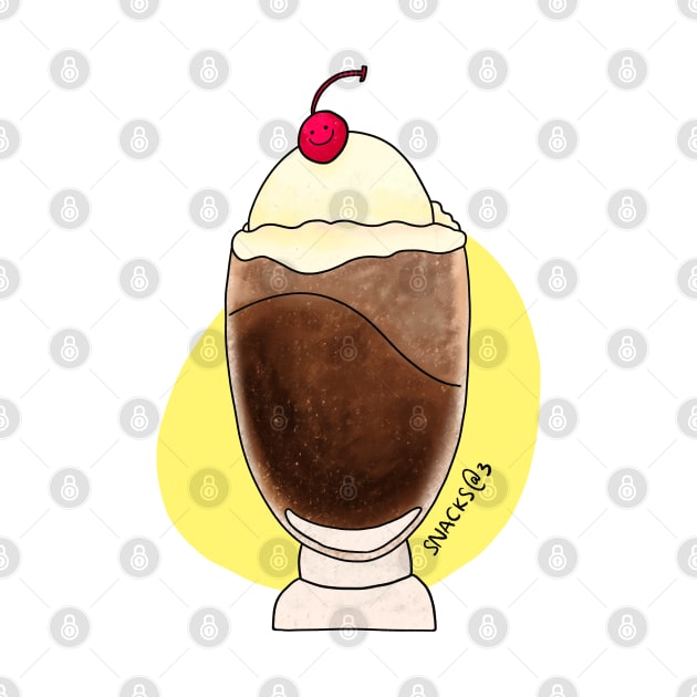 Ice cream float with red cherry by Snacks At 3