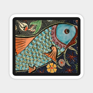 Fancy Fish Mosaic Artsy Pattern Sticker Mug Gifts Magnet