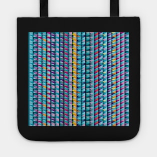 Blue triangles and stripes pattern Tote