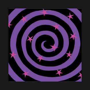 Purple HypnoSwirl with Pink Stars T-Shirt
