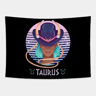 Retro Taurus Zodiac Tapestry
