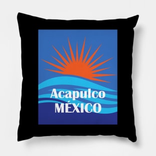 Acapulco Mexico - Waves and Sunset Pillow