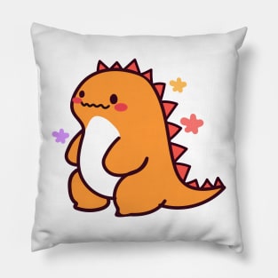 Kawaii cute orange dinosaur Pillow