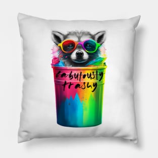 Rainbow Rascal: Fabulously Trashy Design Pillow