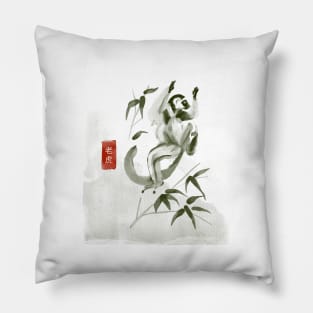 Lemur Asian Painting Pillow