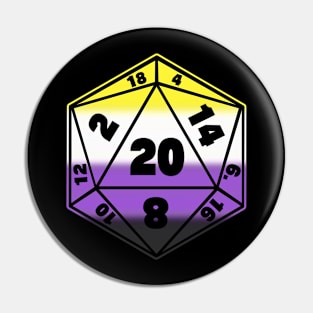 D20 Pride Flag Dice Pin