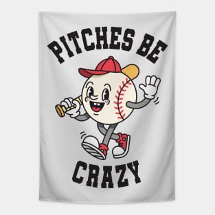 Funny Vintage Baseball: Pitches Be Crazy Tapestry