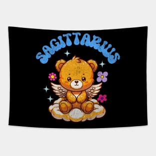 Vintage Sagittarius Teddy Bear Zodiac Sign Astrology Cute Tapestry