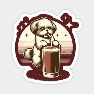 Shih Tzu Puppy Loves Hot Chocolate With Marshmellows Magnet