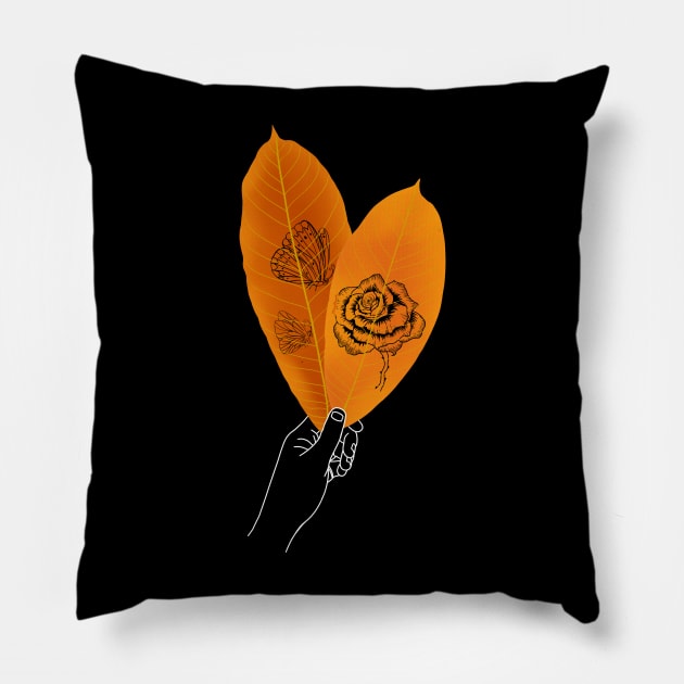 Art on Leaves Pillow by Introvert Home 