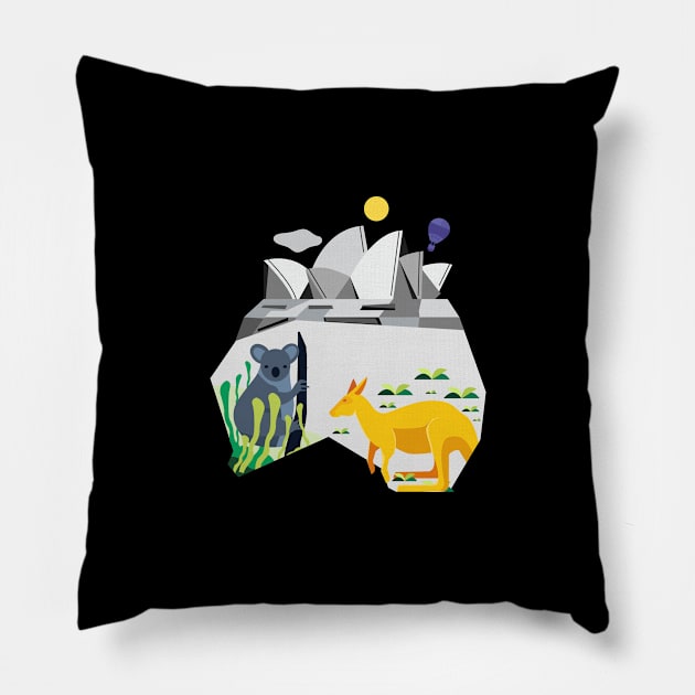 Australia Pillow by Stenau Artwerk