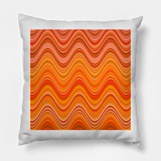 summer vibes orange coral red yellow pink puce wavy striped pattern Pillow