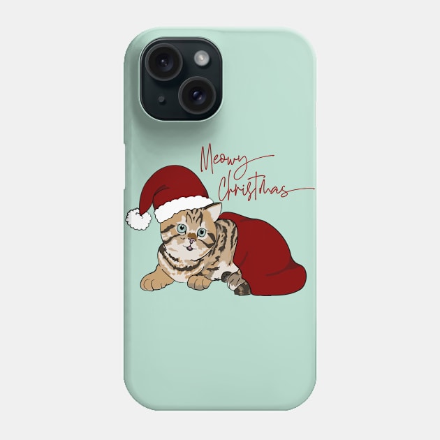 Cute Christmas Kitten in Santa Hat Phone Case by Punderstandable