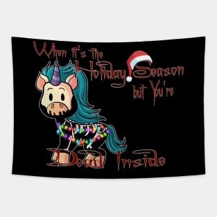Holiday Season Dead Inside Creepmas Unicorn Tapestry