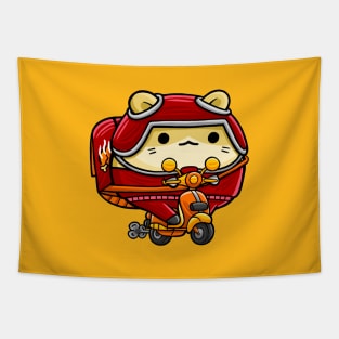 Cute Hamster Food Delivery Driver Tapestry