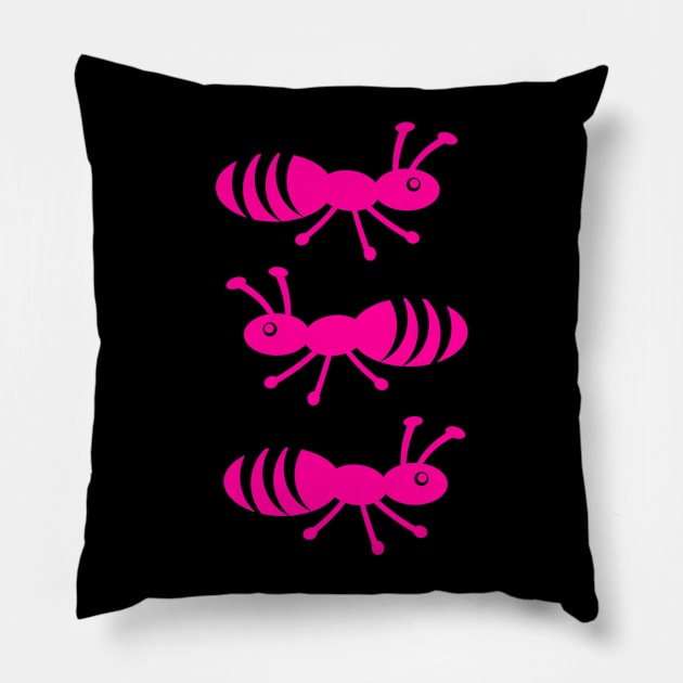 Pink Ants Pillow by AntiqueImages