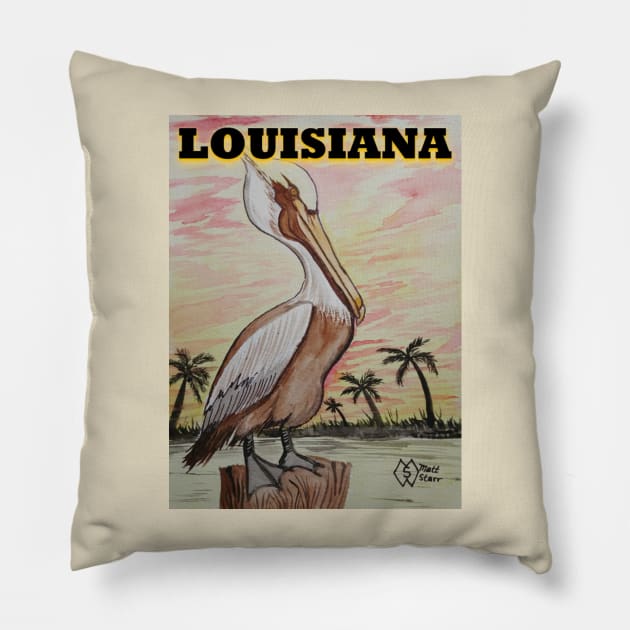 Louisiana Pelican Pillow by Matt Starr Fine Art