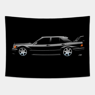 Mercedes 190E Cosworth Evolution II (Black) - Roadside Icons Tapestry