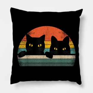 Black Cat Vintage Retro Pillow