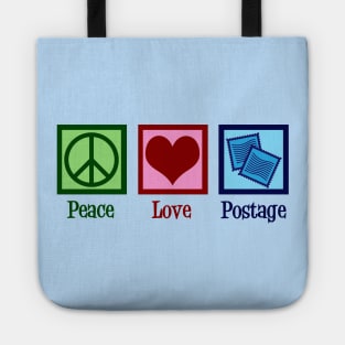 Peace Love Postage Stamps Tote