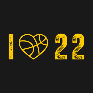 I love 22 Jersey Number 22 yellow T-Shirt