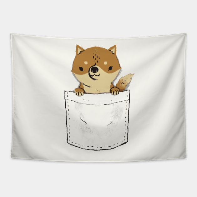 pocket shiba inu Tapestry by Louisros