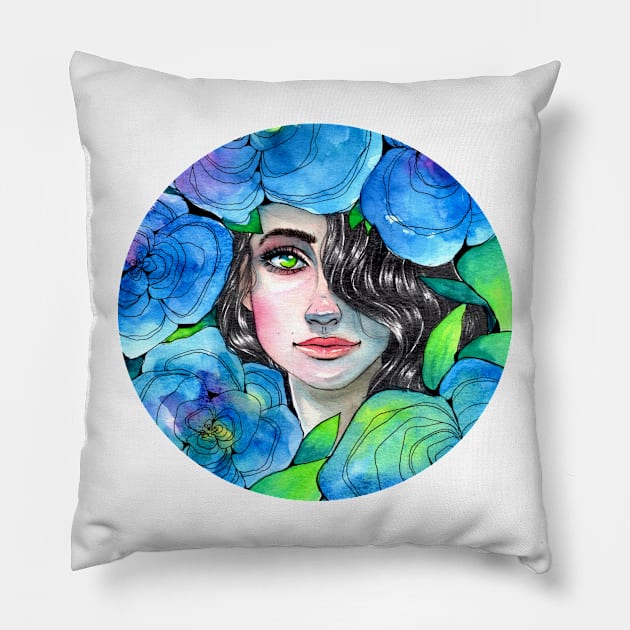 Blue Roses Pillow by DaniMej