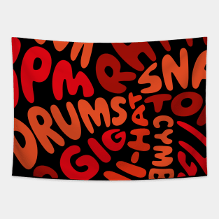 I love drums. Red heart. Tapestry