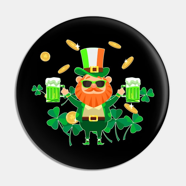 Leprechaun Drinking Beer St. Patrick's Day Pin by NatalitaJK