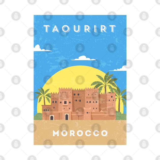 Taourirt, Morocco - Retro travel minimalist poster by GreekTavern