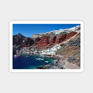 Amoudi bay located below Oia village  in Santorini, Greece Magnet