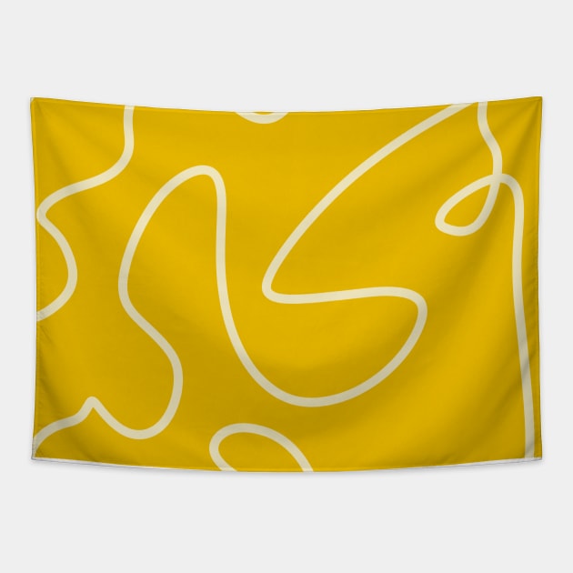 Warm Yellow Abstract Line Art Boho Tapestry by Trippycollage