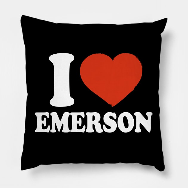 I Love Emerson Pillow by Saulene