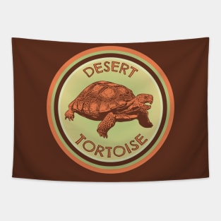 Desert Tortoise Woodcut Style Logo Tapestry