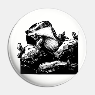 Badger in the trash Pin