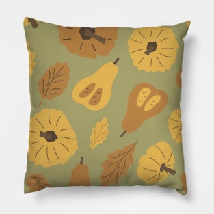 Hand drawn autumn oak leaves, pumpkins seamless pattern Pillow