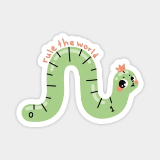 Rule the World Worm Pun Back to School Art Magnet