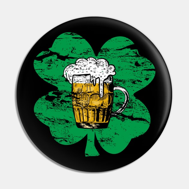 Shamrock Beer Mug Funny St Patrick's Day Pin by Xeire