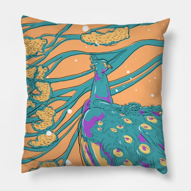 An Elegant Peacock Pillow by indigoko