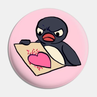 angry pingu penguin with messy heart craft meme Pin