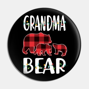 Grandma Bear Red Plaid Christmas Pajama Matching Family Gift Pin