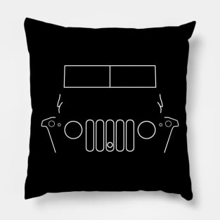 Austin Champ 1950s classic 4x4 car white outline graphic Pillow