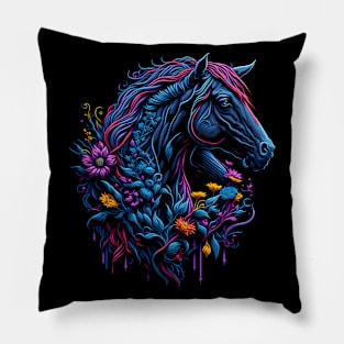 Horse and Flowers Pillow