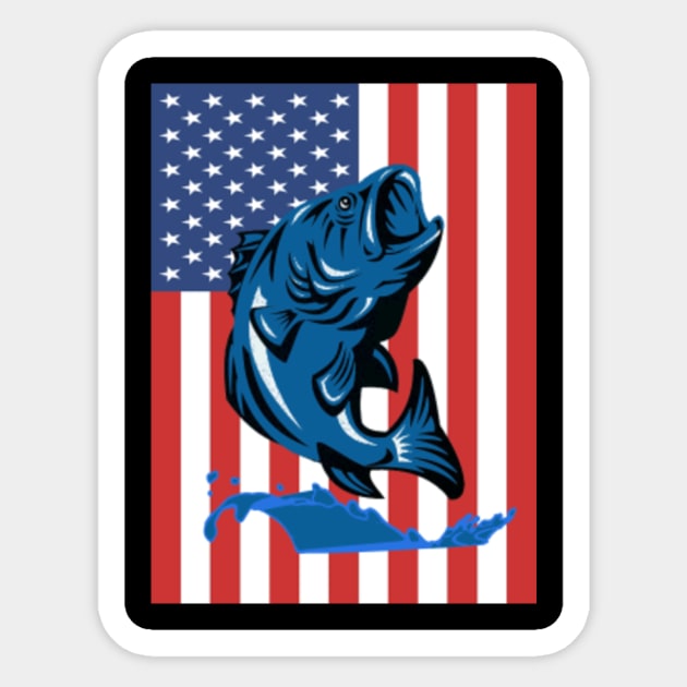fishing flag proud of American gift - Fishing Flag Usa - Sticker