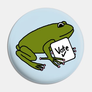 Cute Green Frog with Vote Sign Pin