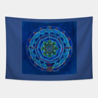 Aquarius horoscope free-hand mandala -Renate van Nijen Tapestry