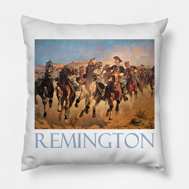 Western Art: Dismounted (1890) by Frederic Remington Pillow by Naves