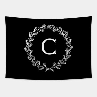 Beautiful Letter C Alphabet Initial Monogram Wreath Tapestry