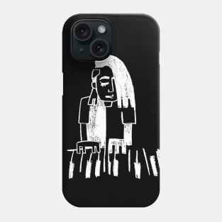 Piano Keyboard Girl Black and White Phone Case